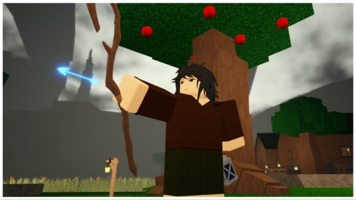 Feature image for our rune slayer races guide showing a player with a staff firing a magic arrow off camera with an apple tree behind them