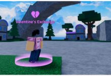 Verse Piece D4C Guide – Spec Obtainment, Movesets, and Boss! Feature image for our verse piece d4c guide showing the valentine exchange npc standing to the side whilst the camera points toward a stone arch in the far distance and empty arena space for the boss to spawn