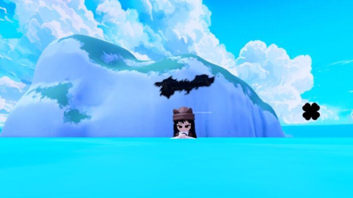 Feature image for our Arise Crossover New Islands guide. Image shows a character swimming in the sea with a mountain behind her.