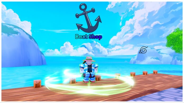 Feature image for our arise crossover mounts guide showing the boat seller npc in a summery outfit standing on the docks overlooking a vast blue ocean on a sunny day