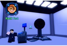 Arise Crossover Ranks Guide – Ugrading Your Player and Shadow Rank! Feature image for our arise crossover ranks guide showing the rank up npc inside a white room with a strange orb -like machine next to him