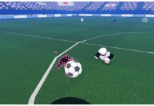 Azure Latch Flow Guide – How To Gain Flow Quickly! Feature image for our azure latch flow guide showing the football with a black streak traveling behind it with magenta music notes inside the streak. A player with white hair is chasing the ball