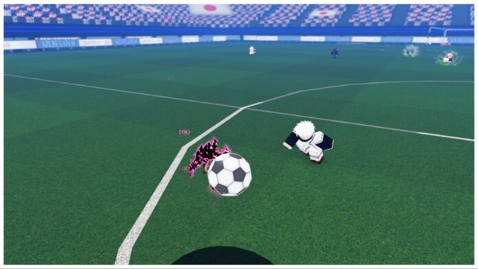 Feature image for our azure latch flow guide showing the football with a black streak traveling behind it with magenta music notes inside the streak. A player with white hair is chasing the ball