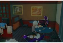 Ghoul RE Controls Guide – All PC Combat, UI Controls, and Movement! Feature image for our ghoul re controls guide showing the inside of the cafe with several npcs around lounding by tables