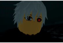 Ghoul RE Ghoul Clans Guide – Pull Rate, Buffs, and More! Feature image for our Ghoul RE Ghoul Clans guide showing a black background with a roblox rendition of Kaneki Ken with white hair and his half-ghoul eye looking shocked