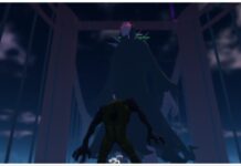 Hollow Era Hogyoku Guide – Obtainment and Uses! Feature image for our hollow era hogyoku guide showing a tall gillian standing on a bridge with a smaller hollow looking up at it during night time