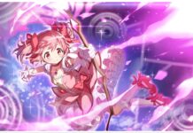 Madoka Exedra Tier List – Release Rankings! Feature image for our madoka exedra tier list showing madoka in her puella uniform holding a bow suspended mid-air