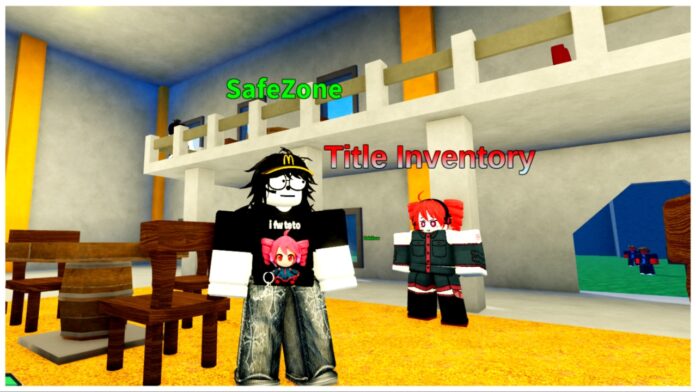 Feature image for our rock fruit wing chun v2 guide showing a player wearing a teto shirt next to the teto npc in the game