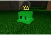 Rune Slayer Slime King – How To Defeat, Attacks, and Drops! Feature image for our rune slayer slime king guide showing a regular green slime with a hand-drawn crown