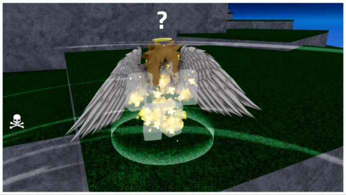 Feature image for our verse piece exotic races guide showing the fallen angel npc on a grassy c;iff edge at night time