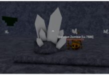 Verse Piece Light Ores – How To Farm Them and Their Uses! Feature image for our verse piece light ores guide showing the cave system with a defeated zombie skeleton on the ground next to a white iron ore vein