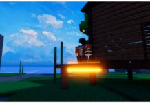 Verse Piece Ultimate Rune Guide – Obtaining Lancers F Move! Feature image for our verse piece ultimate rune guide showing an npc with an orange glowing portal around their feet standing on the wooden deck of a cabin during a sunny blue skies day