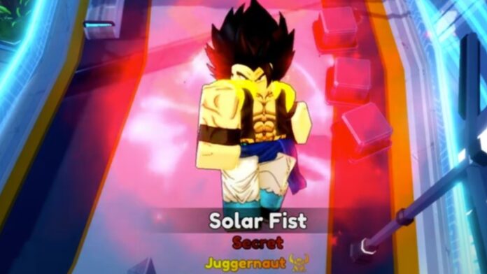 Feature image for our Anime Rangers X Secret Gogeta guide. Image shows a unit called the Solar Fist being displayed.