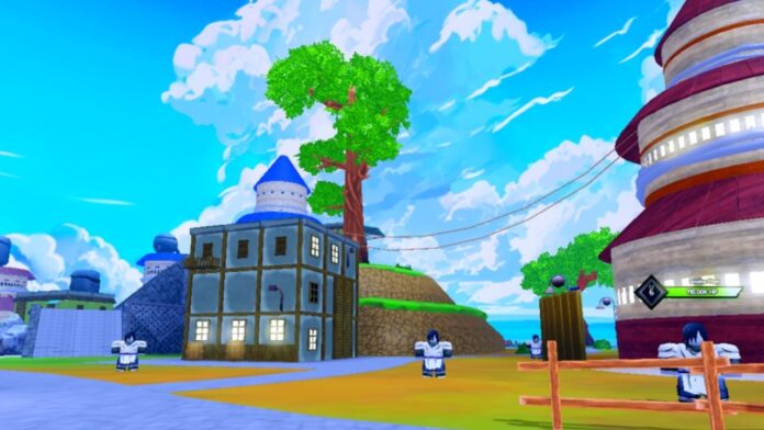 Feature image for our How To Get Powder Dust In Arise Crossover guide. Image shows a small town with trees, large buildings, and bosses.