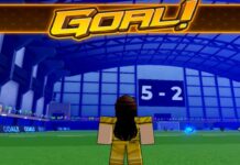 What Moves Can Golden Defence Block In Blue Lock Rivals? Feature image for our What Moves Can Golden Defence Block In Blue Lock Rivals guide. Image shows a character on a football pitch with 'goal' written at the top of the screen.