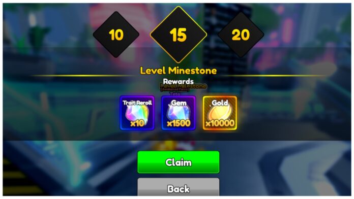 Feature image for our anime rangers x reroll farm guide showing the level milestones menu with rerolls as a prize