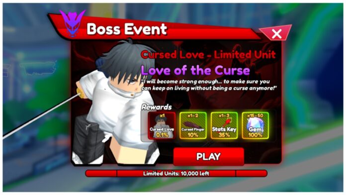 Feature image for our anime rangers x secret units guide showing the boss event page in-game which shows the yuta unit