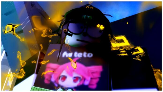 Feature image for our anime rangers x tier list showing an up-close of a player with the dio skin equipped which encases them in a yellow aura as they lean backwards