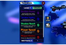 Arise Crossover Stats Guide – Best Stat Build! Feature image for our arise crossover stats guide which shows the in-game stat page with blurred shadow units behind it