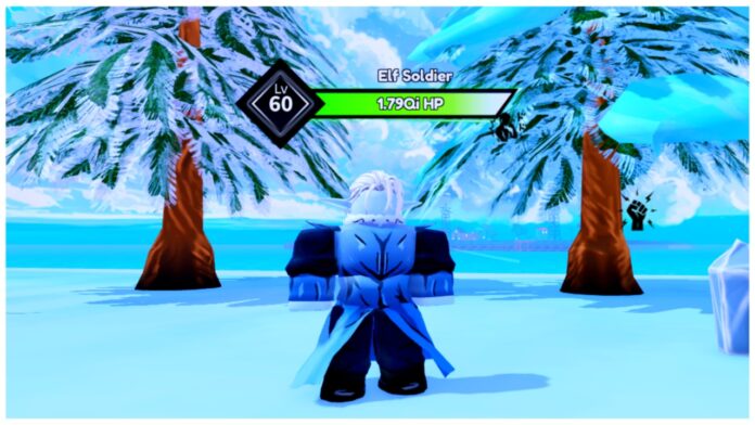 Feature image for our arise crossover winter raid guide showing the elf soldier from the event island surrounded by a snowy terrain