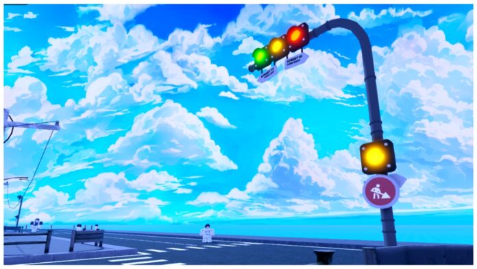 Feature image for our how to get luck in arise crossover guide showing a street light with signs and mobs in the background