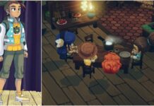 Time-travelling Botanical RPG, Maliki: Poison of the Past, is Now Available The main character, Sand, from Maliki: Poison of the Past in the character settings window as they stand on a wooden floor with a purple curtain behind them. On the right is a screenshot of the main group of character sitting around a table sharing a pot of food in a cosy house.
