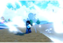 Rock Fruit Fruits Tier List – June 2025 Rankings! Feature image for our rock fruits tier list showing a player with ice powers punching shards of ice forwards in a rapid motion