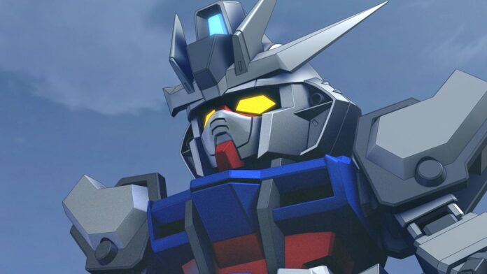 feature image for our sd gundam g generation eternal reroll guide showing a gundam mecha against a cloudy grey skies background