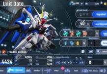 SD Gundam G Generation Eternal Tier List Feature image for our sd gundam g generation eternal tier list showing a units data page with all its stats surrounding its main feature png