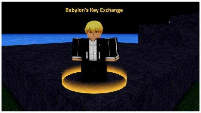Feature image for our verse piece babylons key guide showing the exchanger npc at night time stood on a rocky edge on bleach island