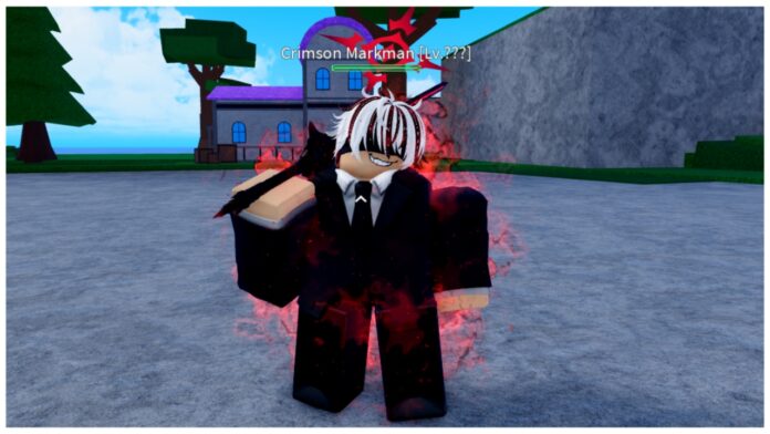 Feature image for our verse piece crimson cutter guide showing the crimson boss standing in a cobbled street with a purple building in the background behind him