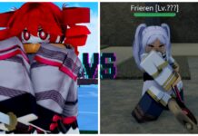 Verse Piece Frieren – Obtainment and Movesets! Feature image for our verse piece frieren guide showing a player and the boss in a collage mash-up with VS written in the centre