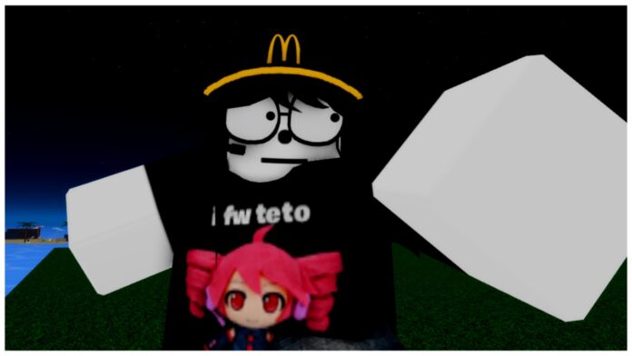 Feature image for our verse piece updates guide showing a player in a black shirt with teto on the front holding their fist to the camera close up during night time.