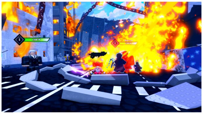 Feature image for our arise crossover jinwoo guide showing a player in the fiery city of the infernal castle dungeon facing the camera with their shadows behind them fighting mobs