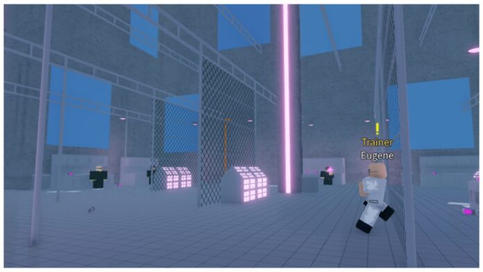 Feature image for our fire force online adolla blessing guide showing inside a lab with many npcs and purple beams glowing around different machines