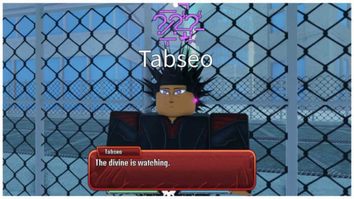 Feature image for our fire force reignition voltage nova showing an npc with pink scribbled lettering over his head and a text box below his chest which says the divine are watching