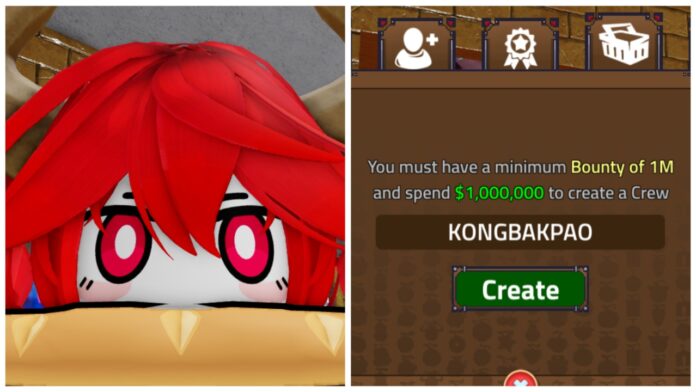 Feature image for our kings legacy sonata sword guide showing a player with bread in their mouth on the left and then the crew requirements on the right
