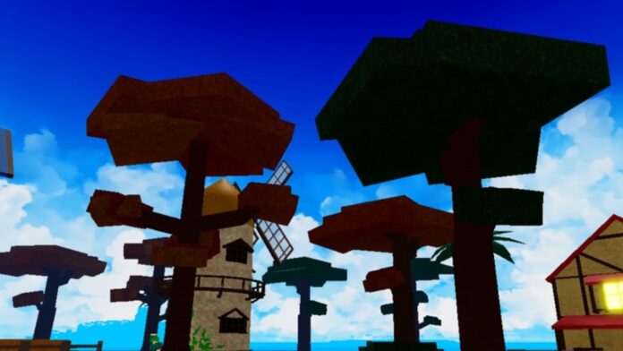 Feature image for our Anime Spirits Fighting Styles Tier List. Image shows a small town with trees and a windmill.