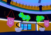 Arise Crossover Nen City – How To Get To The Hunter x Hunter Island, Mobs, Weapons, and More Feature image for our Arise Crossover Nen City guide. Image shows the inside of a building with two trees and two banners hanging up.