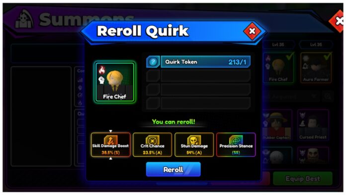 Feature image for our anime rising quirks tier list showing a rainbow rarity sanji unit with all his quirks rerolled