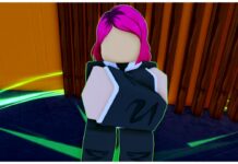 How Does The Arise Crossover Pity System Work? – Getting Free N+ Ranks! Feature image for our arise crossover pity system guide showing the key crafter npc from inside the guild castle. she has no face, arms folded, a black suit and short pink hair to her shoulders.