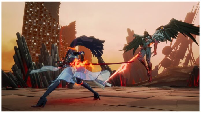 Feature image for our etheria restart tier list showing several characters in combat with a strange entity thats using powerful large wings to hoist itself up into the air
