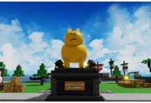 How To Get The Golden Gubby in Gubby Tower Defense – Homeless Conqueror feature image for our how to get the golden gubby in gubby tower defense guide showing the golden gubby statue in the lobby
