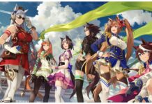 Uma Musume Pretty Derby Tier List Feature image for our uma musume pretty derby tier list showing a variety of horse girls in their racing outfits on a sunny day
