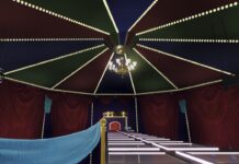 How To Win The Ink Game Glass Bridge Round – Best Tips and Methods! Feature image for our Ink Game Glass Bridge guide. Image shows a bridge made of glass in a tent-like room.
