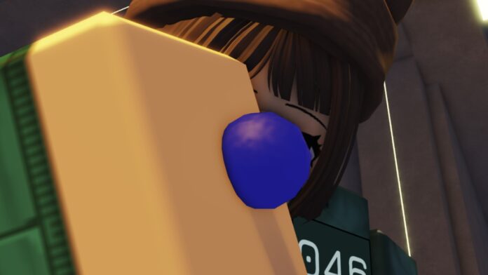 Feature image for our Ink Game Hide and Seek guide. Image shows a character holding a small blue ball.