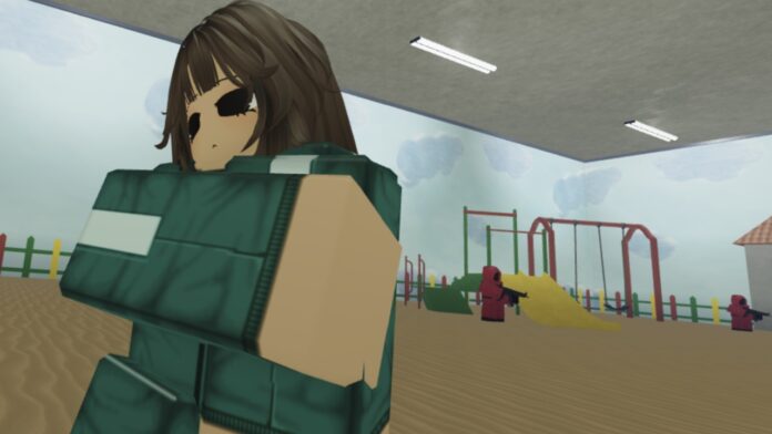 Feature image for our Ink Game Mingle guide. Image shows a character in a playground with NPCs behind her.