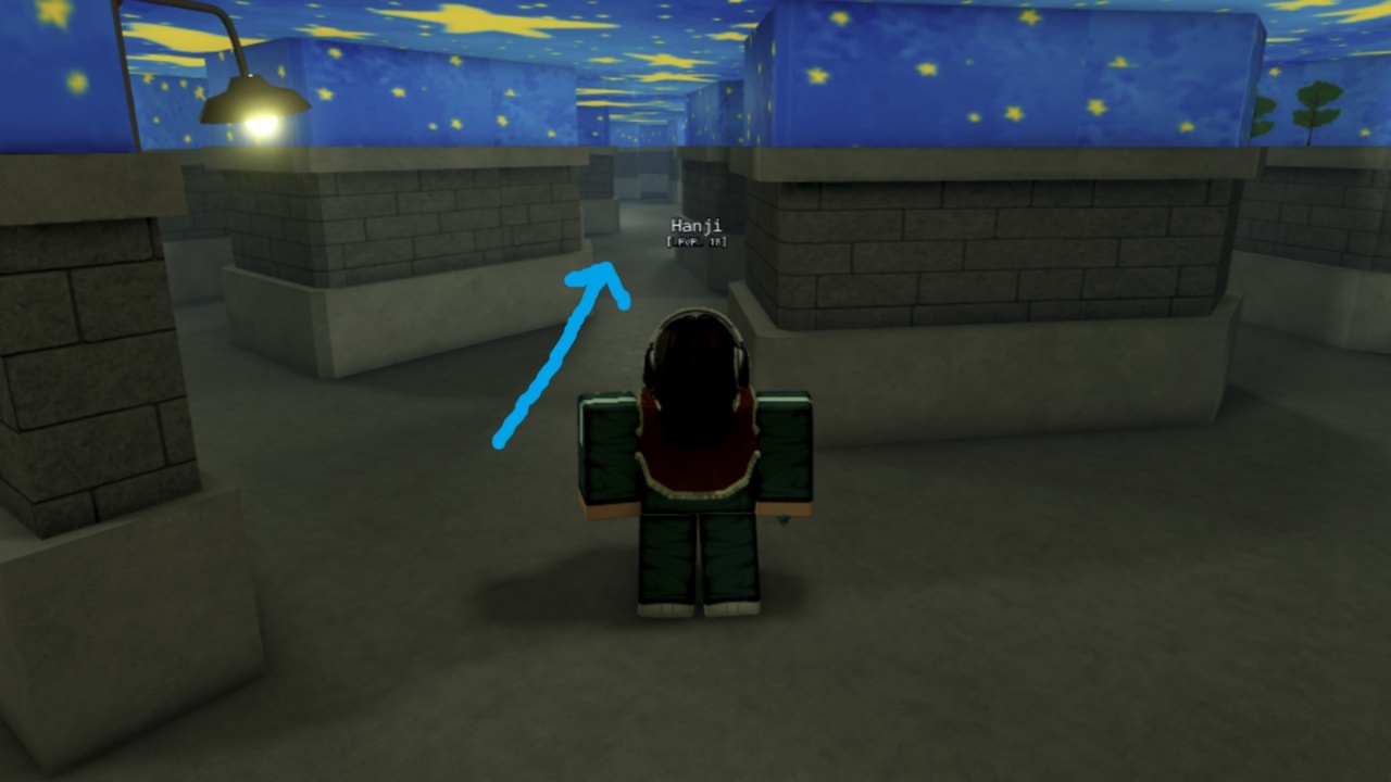 Image shows a maze with an arrow pointing straight ahead.