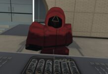 What Is The Best Weapon In Ink Game Lights Out? Feature image for our What Is The Best Weapon In Ink Game Lights Out guide. Image shows a character in a mask and jumpsuit handing out food behind a table.