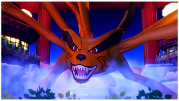 Feature image for our anime final strike tailed beast unleashed guide showing the nine tailed beast from the lobby who is a large orange fox